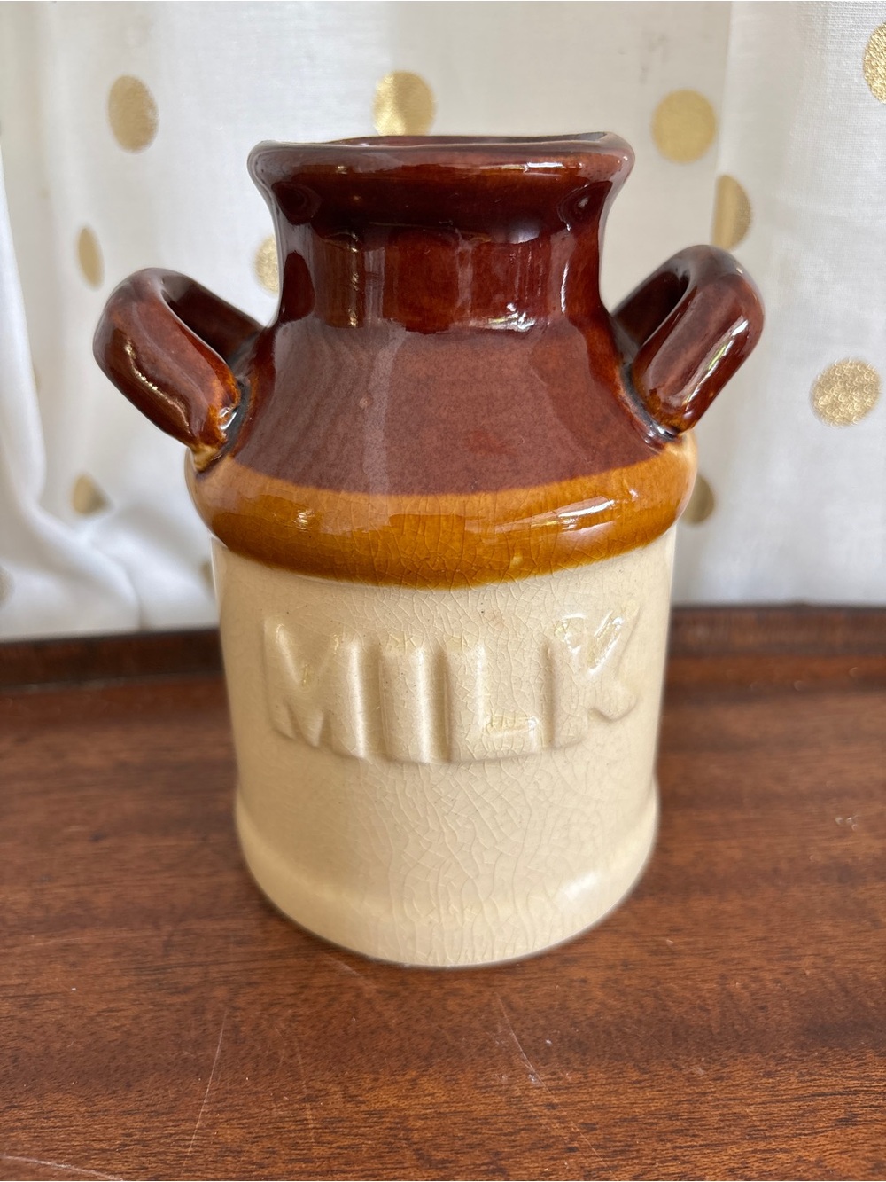 Vintage MILK Country Farmhouse Ceramic Kitchen Jug Crock Small